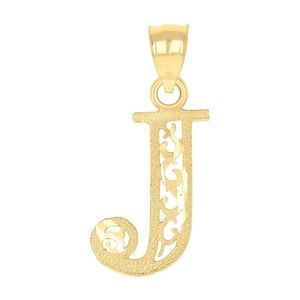 10kt 10k Yellow Gold Unisex Initial Letter J Charm Pendant